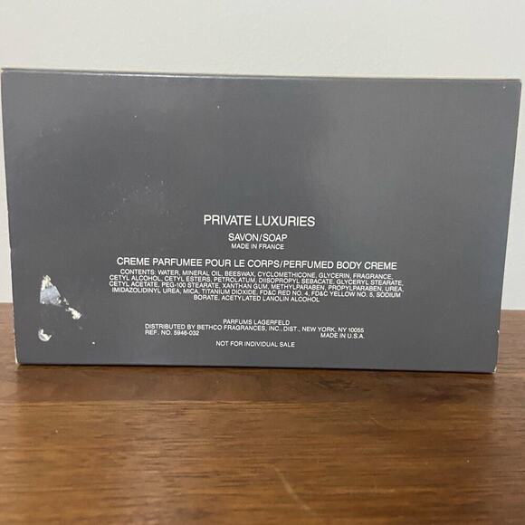 Karl Lagerfeld Private Luxuries Soap 1.75 oz Perfumed Body Cream 2 oz Gift Set - Picture 2 of 13